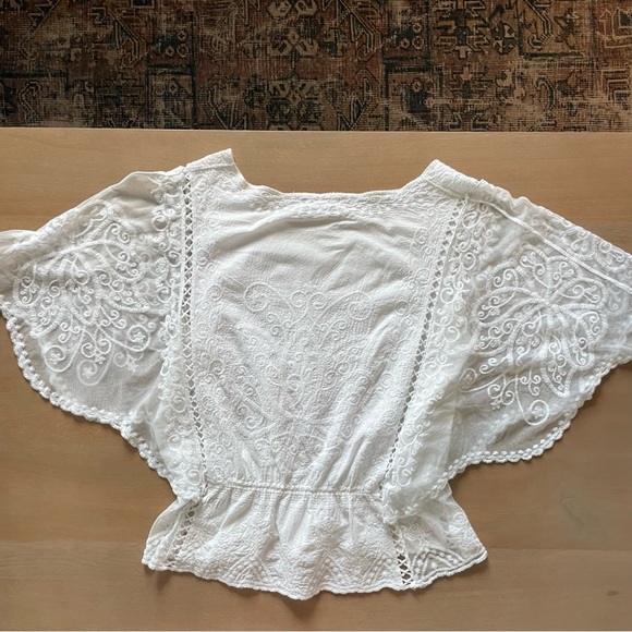 Maurices White Embroidered Mesh Top - Picture 3 of 9